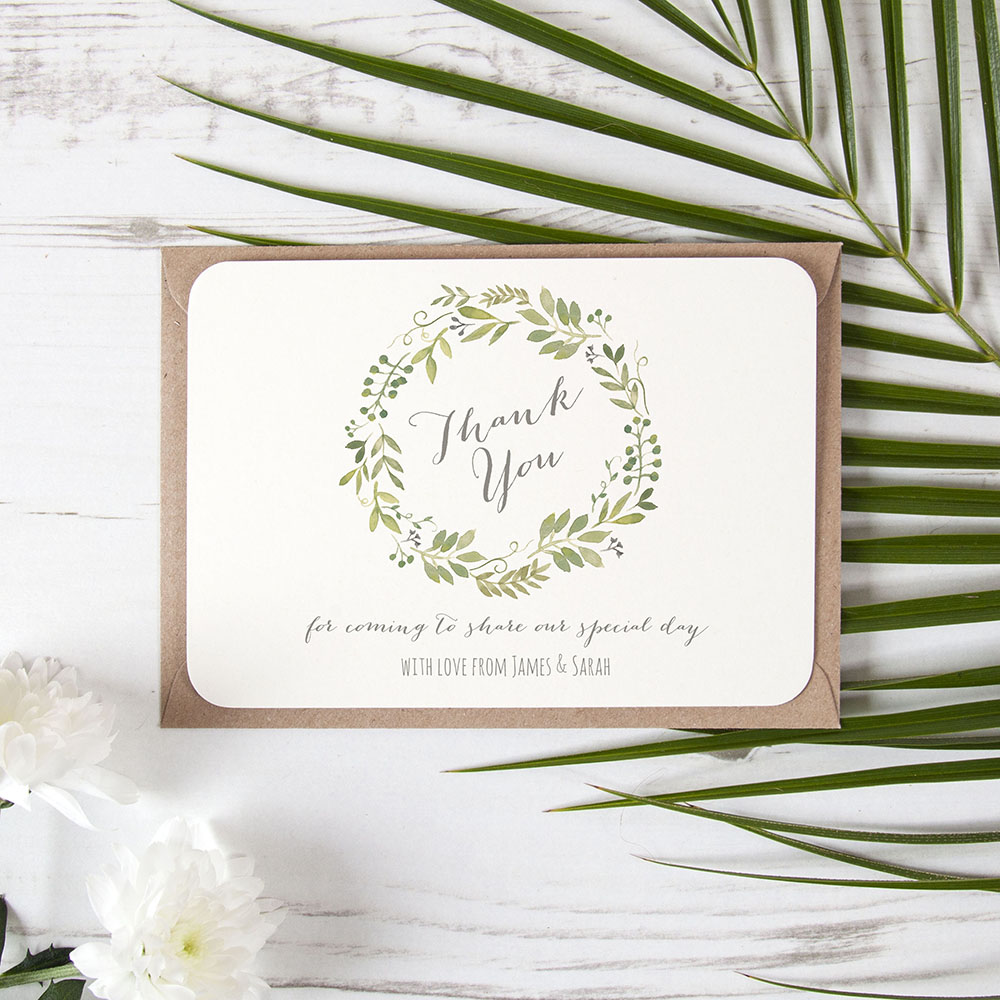 Thank You Cards 'Green Floral Watercolour' Any Event